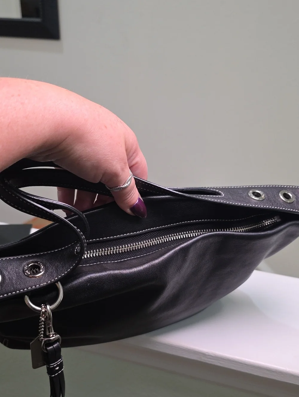 COACH 1417 Y2K Vintage East West Legacy Tassel Black Leather Shoulder Bag EUC
